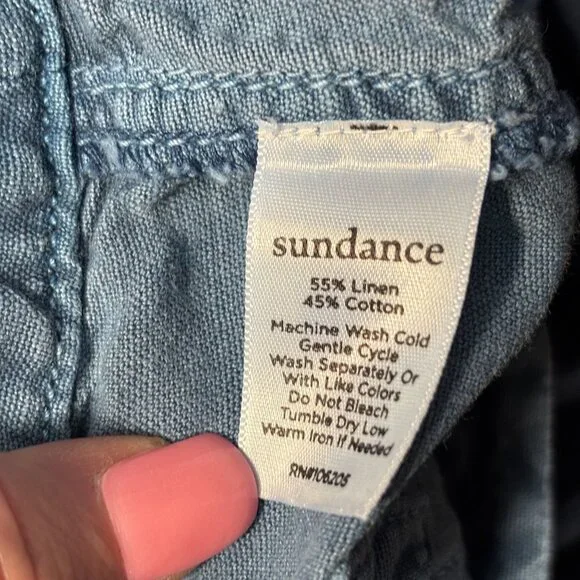 Sundance Sea Level Blue Casual Drawstring Shorts Size M Cotton-Linen Blend - Picture 7 of 8